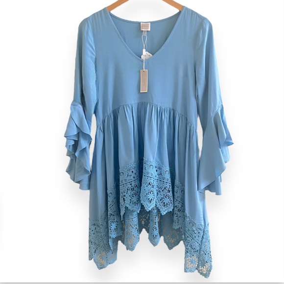 Cupio Tops - Cupio | Lace Tunic Top/Mini Dress | Size: S/P | Blue Pea | $20.00